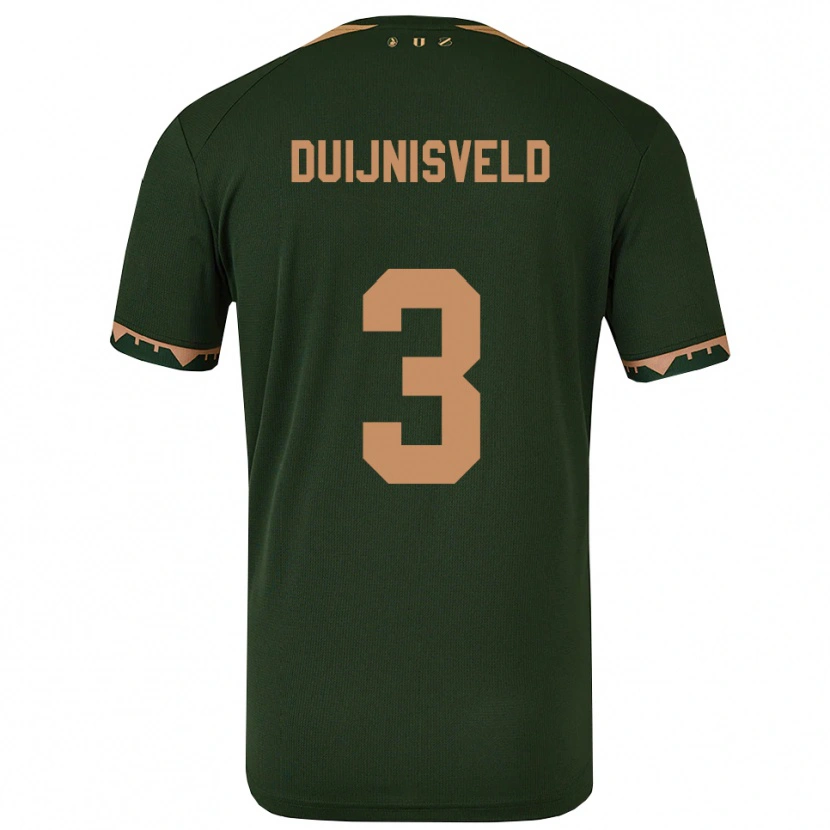 Danxen Criança Camisola Owen Duijnisveld #3 Verde Dourado Alternativa 2025/26 Camisa