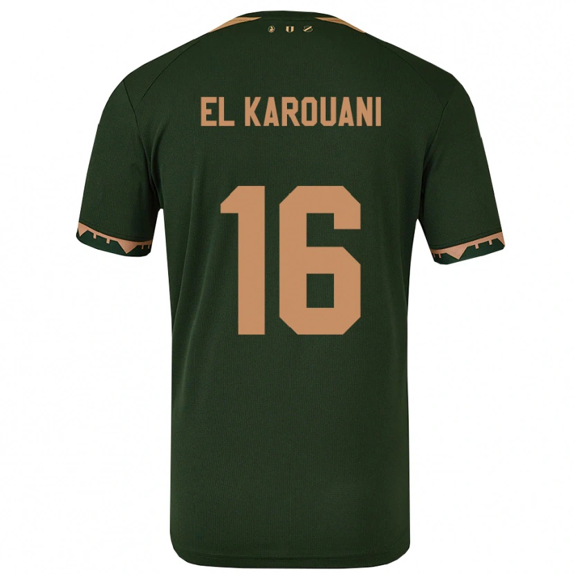 Danxen Criança Camisola Souffian El Karouani #16 Verde Dourado Alternativa 2025/26 Camisa