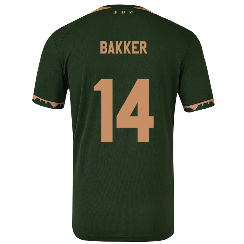 Danxen Criança Camisola Eshly Bakker #14 Verde Dourado Alternativa 2025/26 Camisa