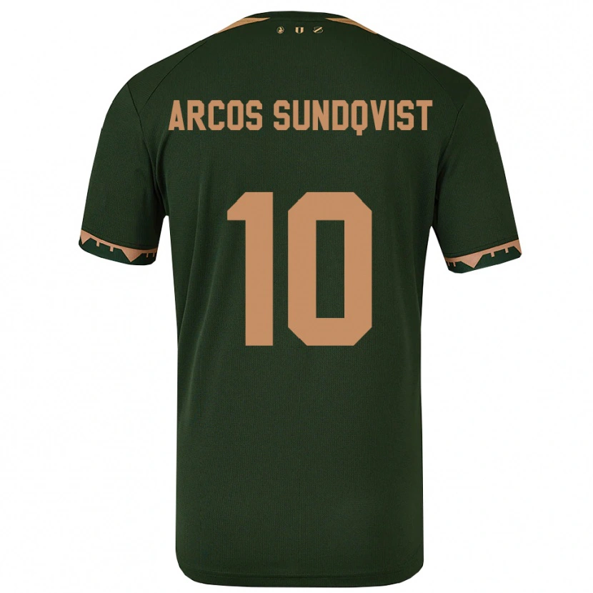 Danxen Criança Camisola Gustav Arcos Sundqvist #10 Verde Dourado Alternativa 2025/26 Camisa