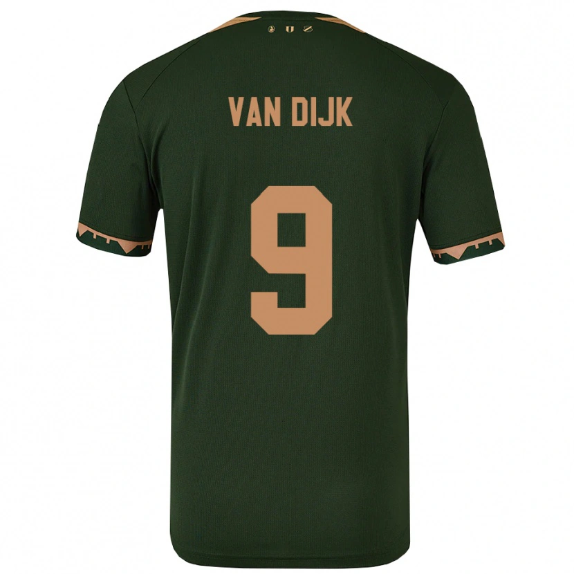Danxen Criança Camisola Bright Van Dijk #9 Verde Dourado Alternativa 2025/26 Camisa
