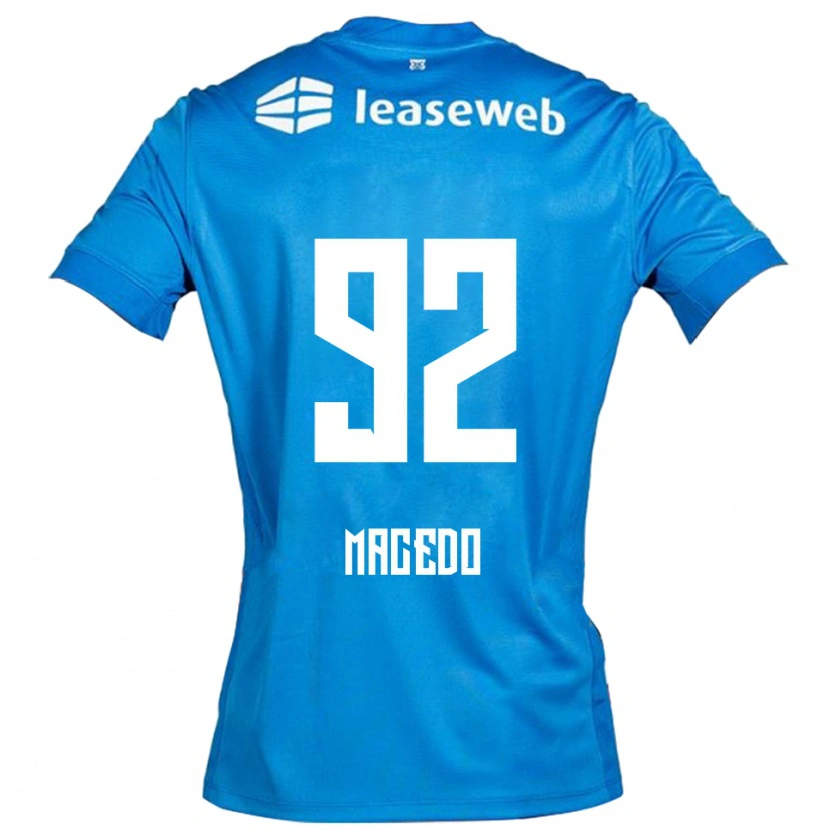 Danxen Criança Camisola Rodrigo Macedo #92 Azul Branco Alternativa 2025/26 Camisa