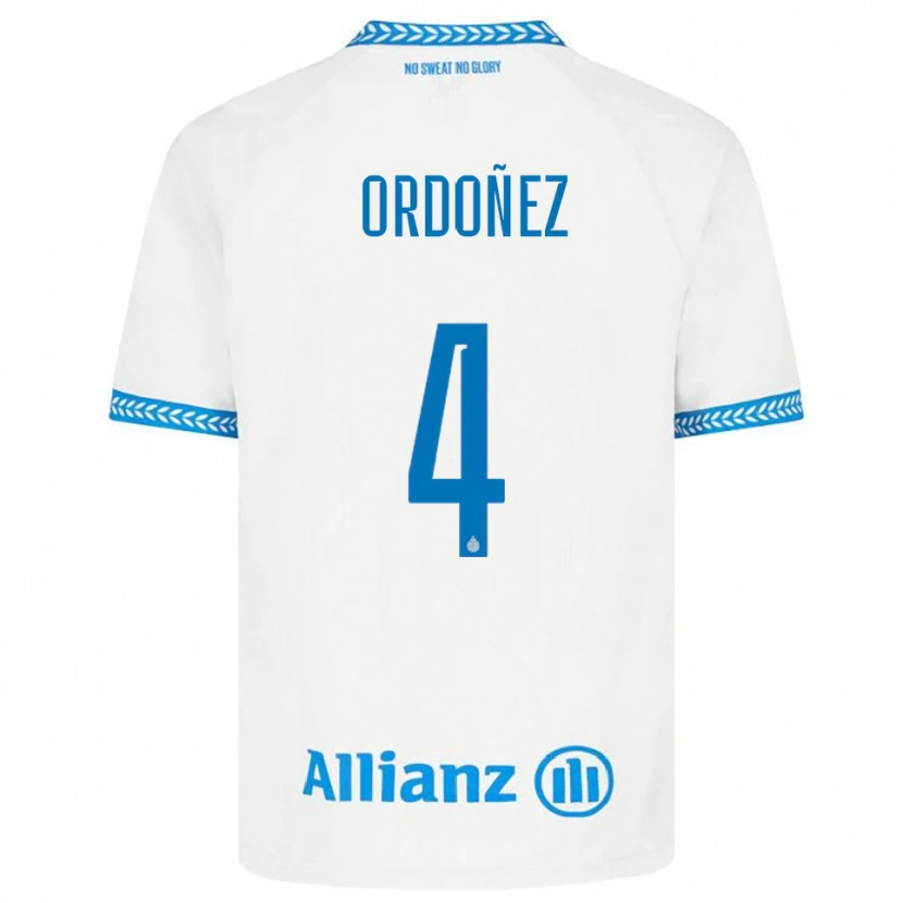 Danxen Criança Camisola Joel Ordóñez #4 Azul Branco Alternativa 2025/26 Camisa