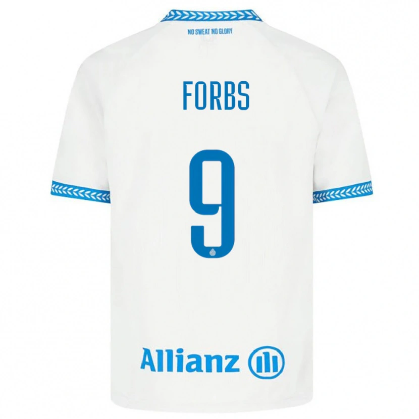 Danxen Criança Camisola Carlos Forbs #9 Azul Branco Alternativa 2025/26 Camisa