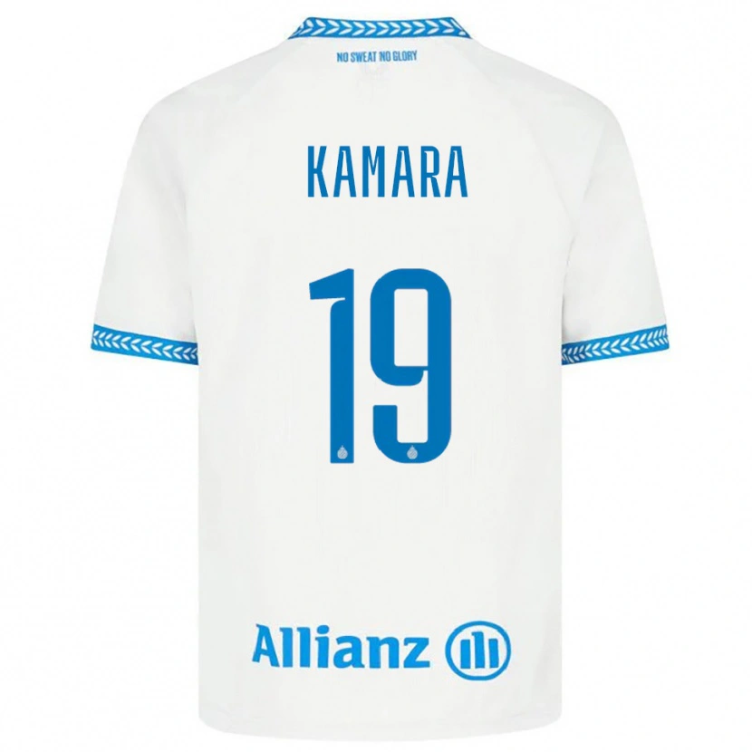 Danxen Criança Camisola Al-Hassan Kamara #19 Azul Branco Alternativa 2025/26 Camisa