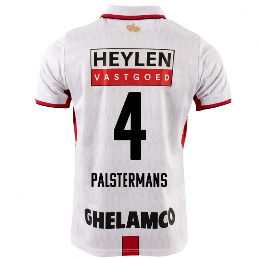 Danxen Criança Camisola Jasper Palstermans #4 Branco Vermelho Alternativa 2025/26 Camisa