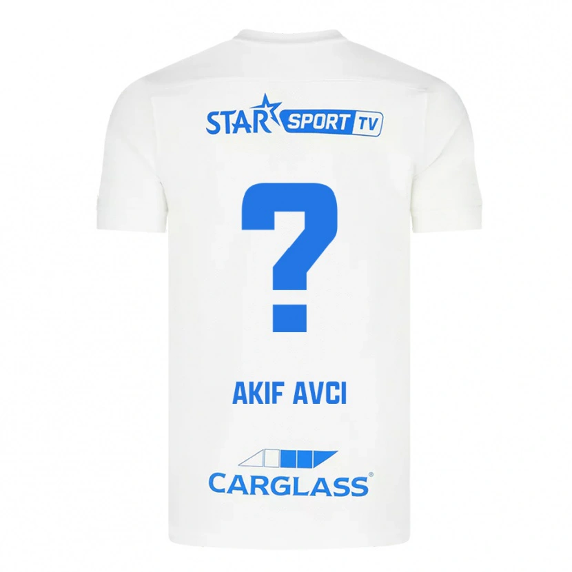 Danxen Criança Camisola Muhammed Akif Avcı #0 Branco Azul Alternativa 2025/26 Camisa