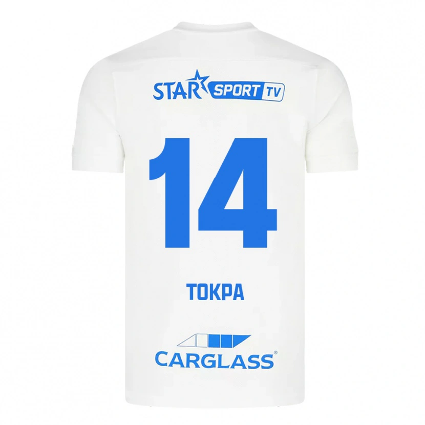 Danxen Criança Camisola Winner Tokpa #14 Branco Azul Alternativa 2025/26 Camisa