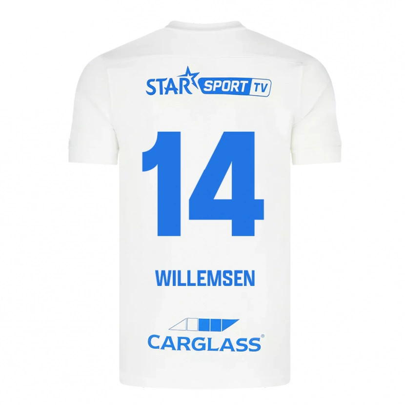 Danxen Criança Camisola Wout Willemsen #14 Branco Azul Alternativa 2025/26 Camisa