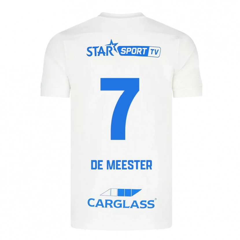 Danxen Criança Camisola Thirsa De Meester #7 Branco Azul Alternativa 2025/26 Camisa