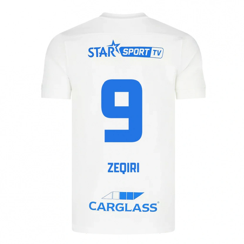 Danxen Criança Camisola Andi Zeqiri #9 Branco Azul Alternativa 2025/26 Camisa