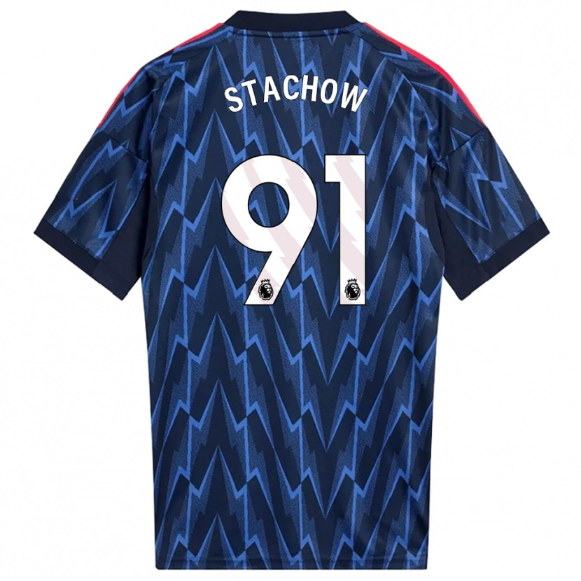 Danxen Criança Camisola Patrick Stachow #91 Marinho Vermelho Alternativa 2025/26 Camisa