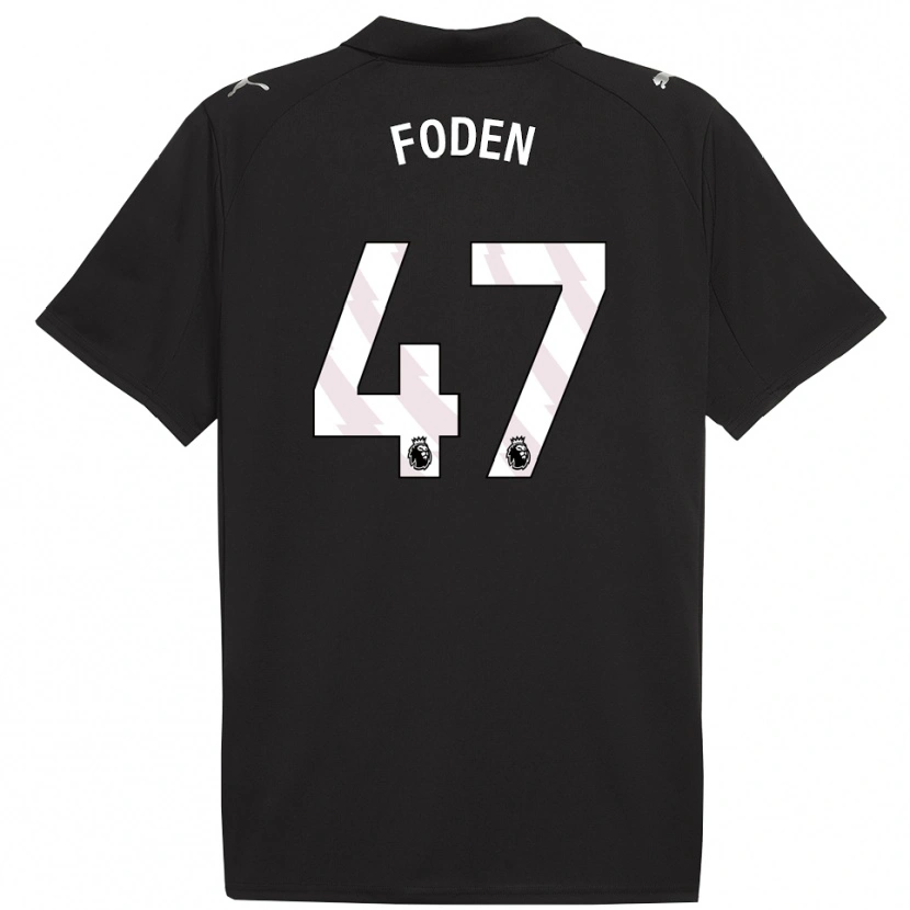 Danxen Criança Camisola Phil Foden #47 Preto Branco Alternativa 2025/26 Camisa