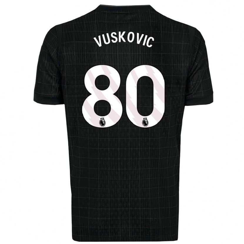 Danxen Criança Camisola Luka Vuskovic #80 Preto Cinza Alternativa 2025/26 Camisa