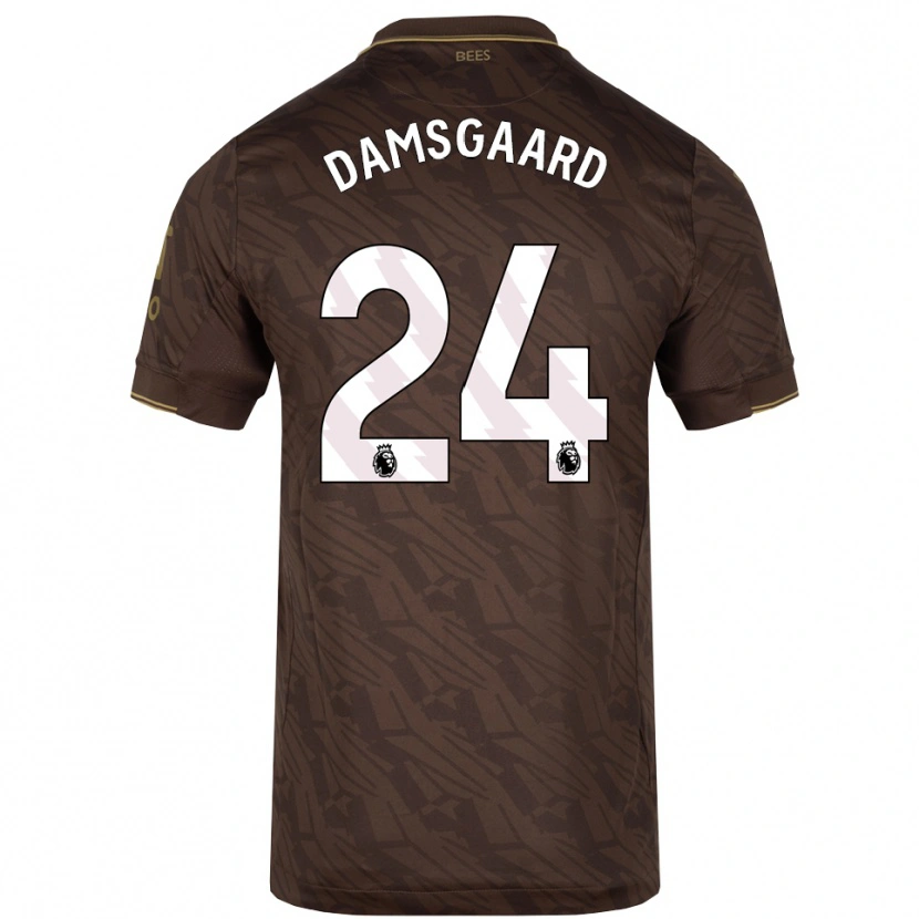 Danxen Criança Camisola Mikkel Damsgaard #24 Marrom Dourado Alternativa 2025/26 Camisa