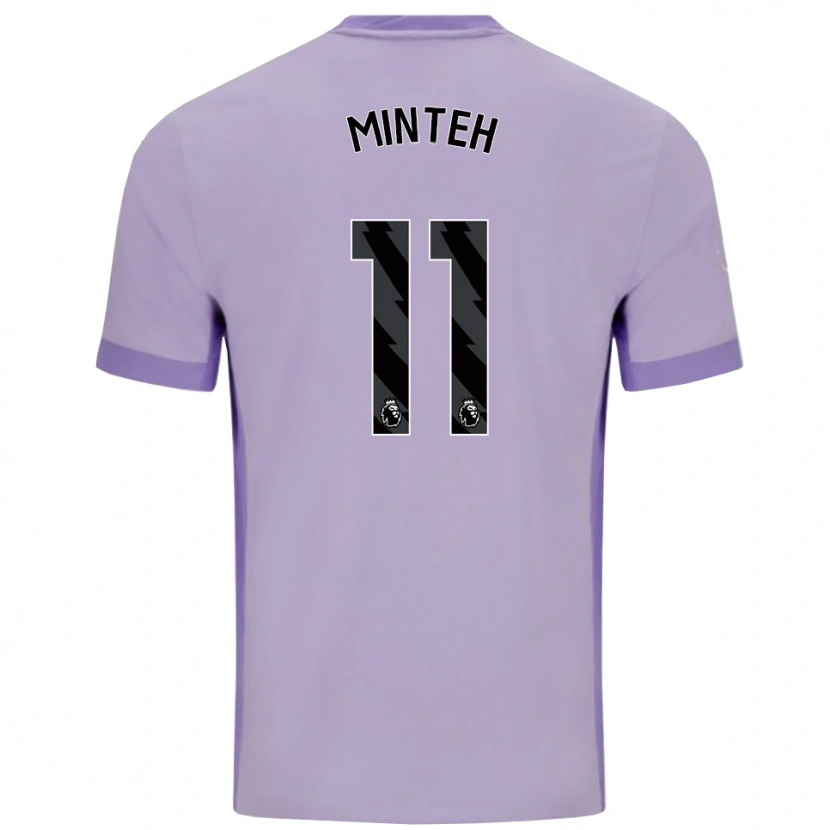 Danxen Criança Camisola Yankuba Minteh #11 Roxo Taro Branco Alternativa 2025/26 Camisa