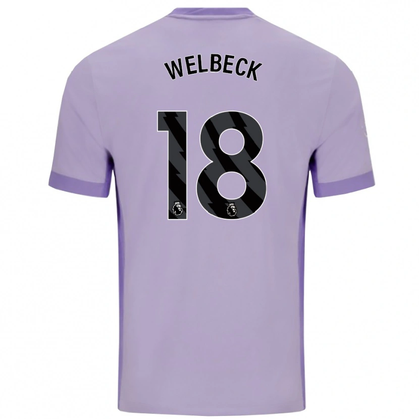 Danxen Criança Camisola Danny Welbeck #18 Roxo Taro Branco Alternativa 2025/26 Camisa