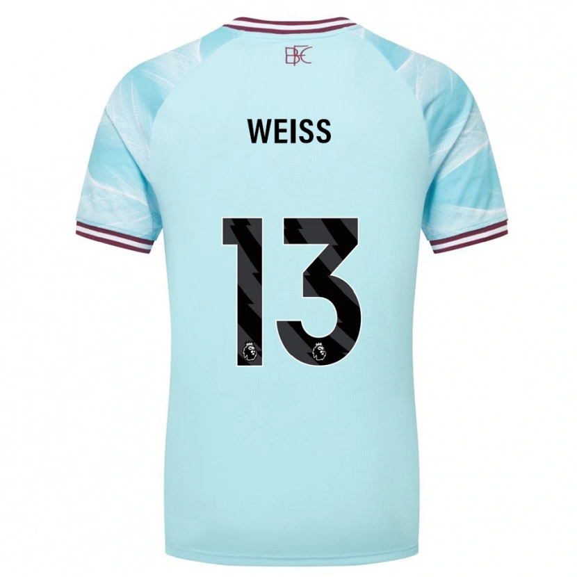 Danxen Criança Camisola Max Weiß #13 Azul Celeste Borgonha Alternativa 2025/26 Camisa