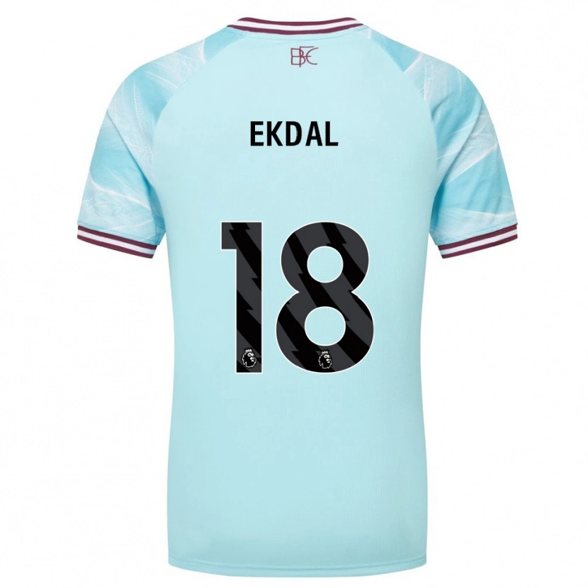 Danxen Criança Camisola Hjalmar Ekdal #18 Azul Celeste Borgonha Alternativa 2025/26 Camisa