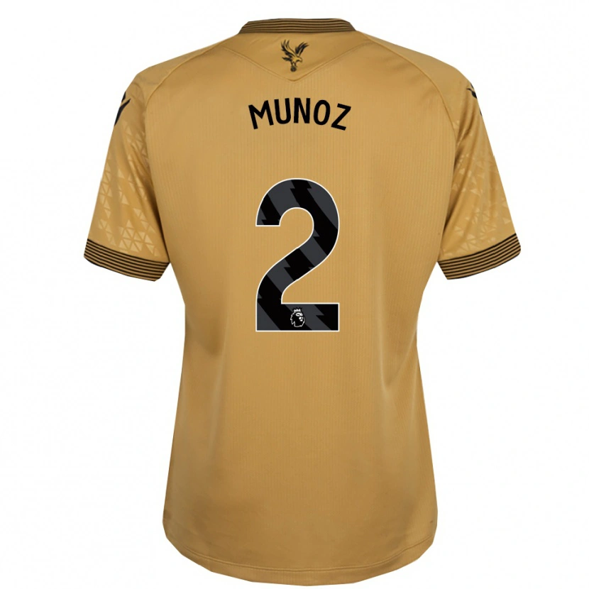 Danxen Criança Camisola Daniel Muñoz #2 Dourado Preto Alternativa 2025/26 Camisa