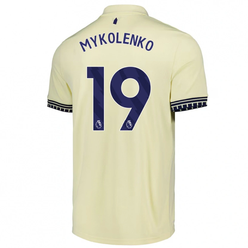Danxen Criança Camisola Vitaliy Mykolenko #19 Branco Sujo Preto Alternativa 2025/26 Camisa