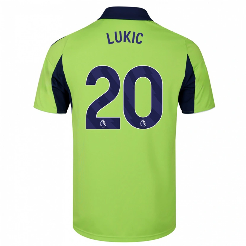 Danxen Criança Camisola Saša Lukić #20 Verde Marinho Branco Alternativa 2025/26 Camisa