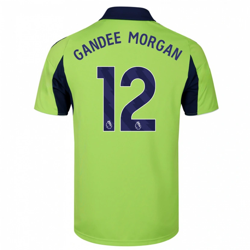 Danxen Criança Camisola Stella Gandee Morgan #12 Verde Marinho Branco Alternativa 2025/26 Camisa