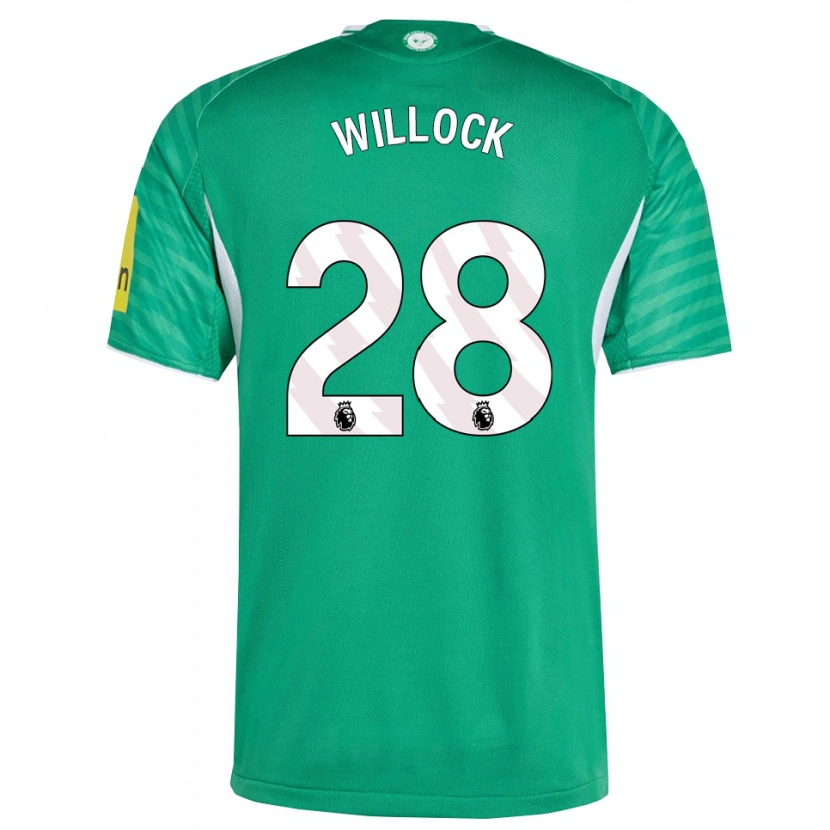 Danxen Criança Camisola Joe Willock #28 Verde Branco Alternativa 2025/26 Camisa