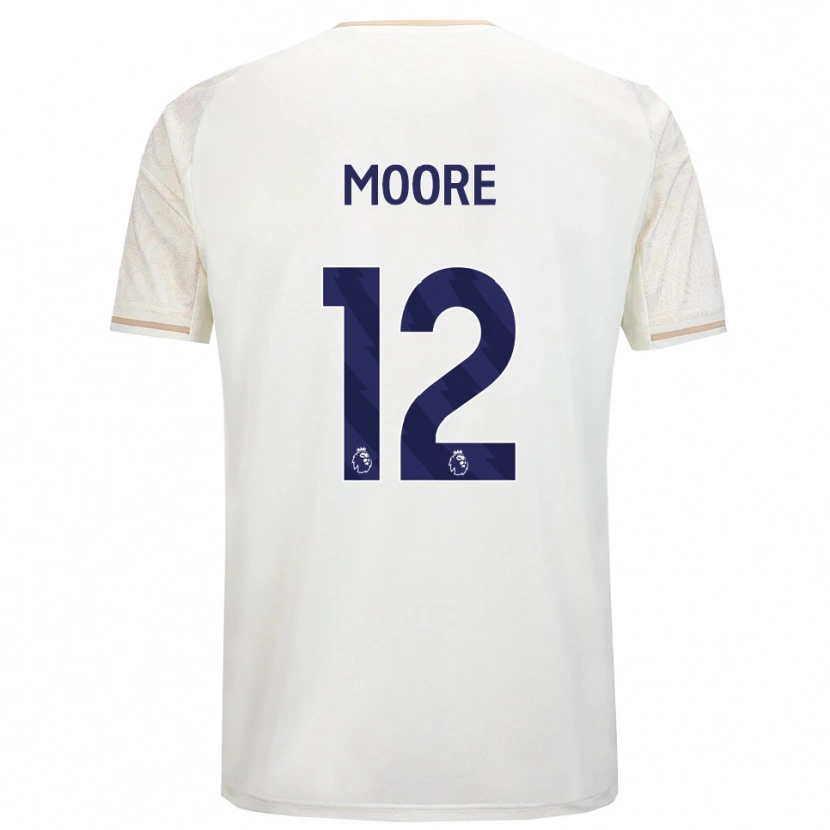 Danxen Criança Camisola Daniel Moore #12 Branco Sujo Preto Alternativa 2025/26 Camisa