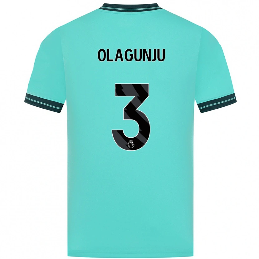 Danxen Criança Camisola Saheed Olagunju #3 Azul Celeste Verde Alternativa 2025/26 Camisa