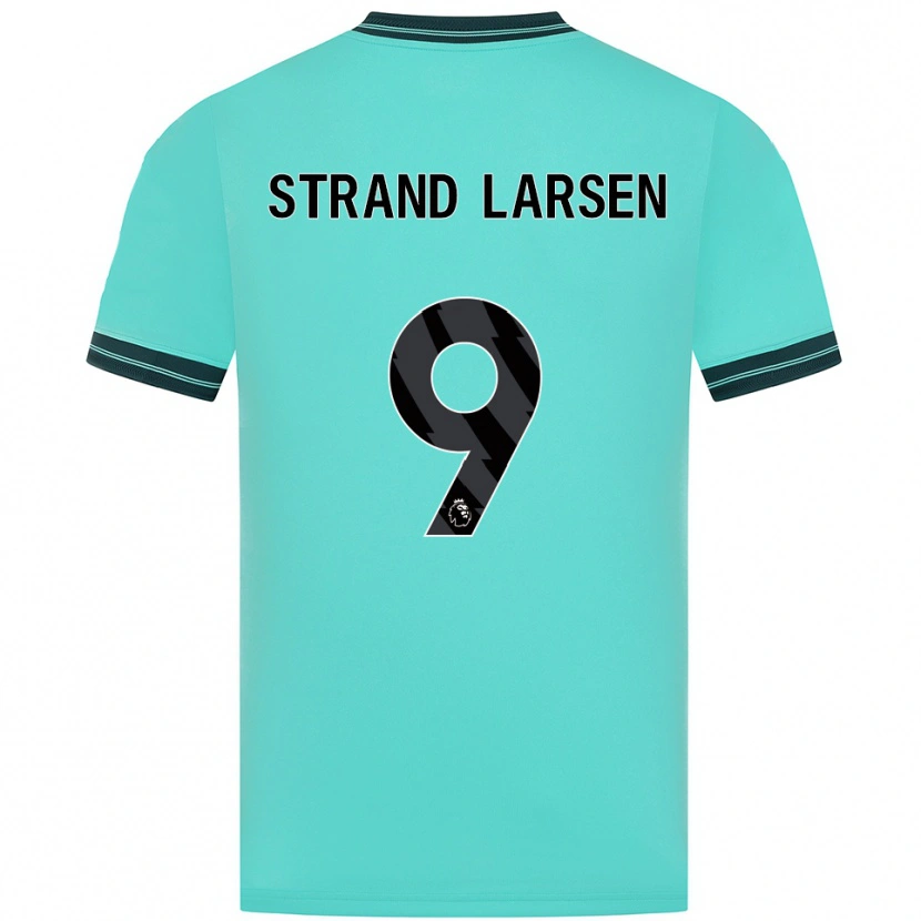 Danxen Criança Camisola Jørgen Strand Larsen #9 Azul Celeste Verde Alternativa 2025/26 Camisa
