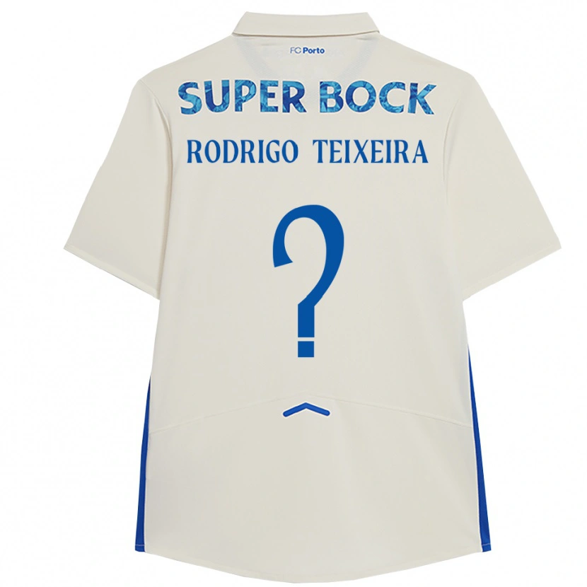 Danxen Criança Camisola Rodrigo Teixeira #0 Branco Azul Terceiro 2025/26 Camisa