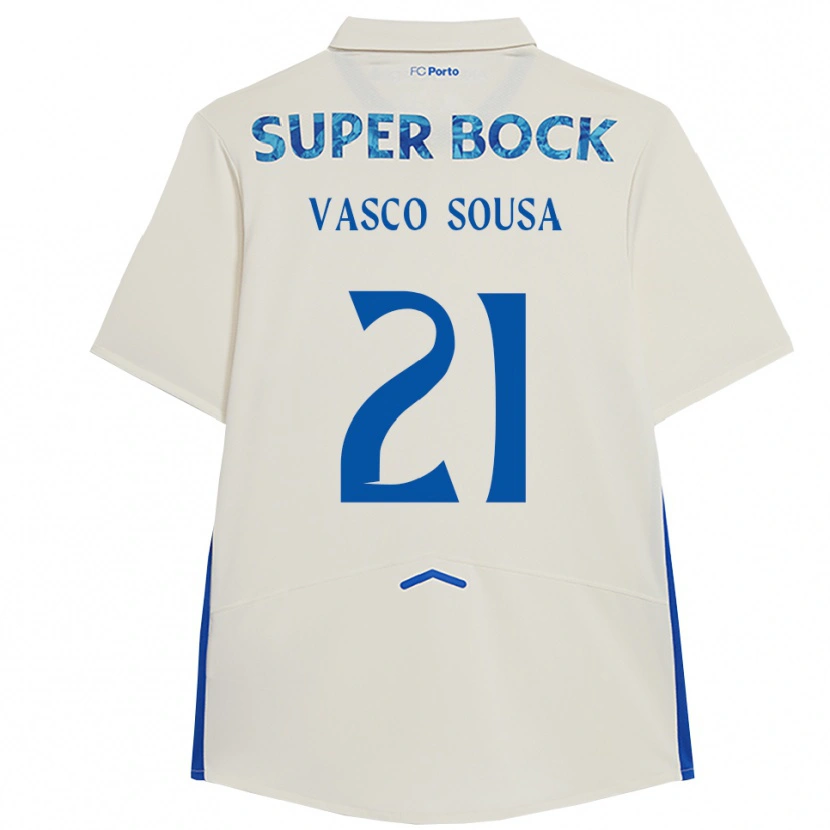 Danxen Criança Camisola Vasco Sousa #21 Branco Azul Terceiro 2025/26 Camisa