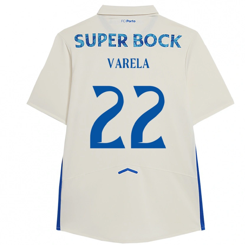 Danxen Criança Camisola Alan Varela #22 Branco Azul Terceiro 2025/26 Camisa