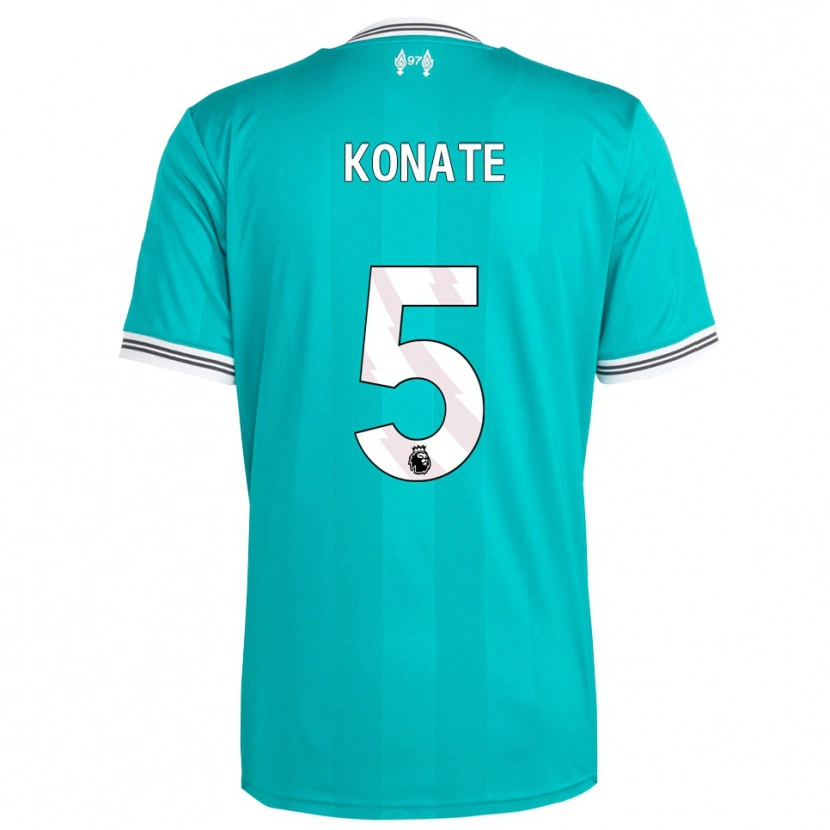 Danxen Criança Camisola Ibrahima Konaté #5 Verde Branco Terceiro 2025/26 Camisa