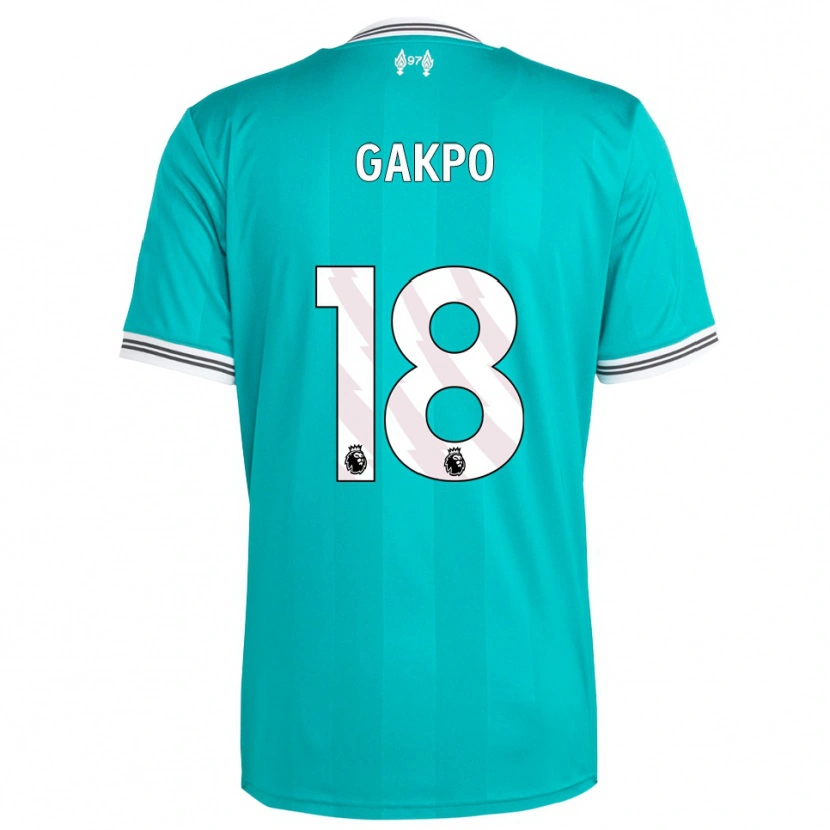 Danxen Criança Camisola Cody Gakpo #18 Verde Branco Terceiro 2025/26 Camisa