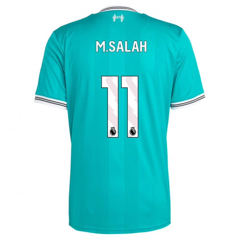 Danxen Criança Camisola Mohamed Salah #11 Verde Branco Terceiro 2025/26 Camisa