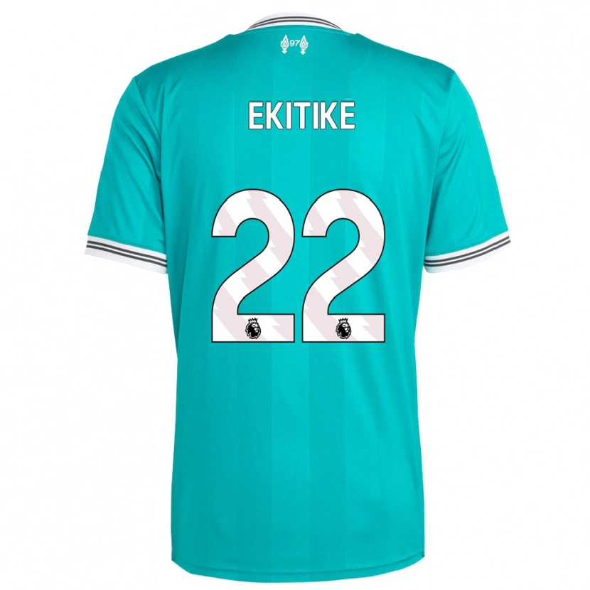 Danxen Criança Camisola Hugo Ekitiké #22 Verde Branco Terceiro 2025/26 Camisa