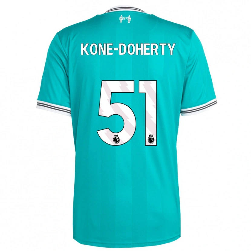Danxen Criança Camisola Trent Kone-Doherty #51 Verde Branco Terceiro 2025/26 Camisa