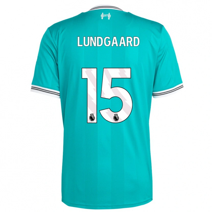 Danxen Criança Camisola Sofie Lundgaard #15 Verde Branco Terceiro 2025/26 Camisa