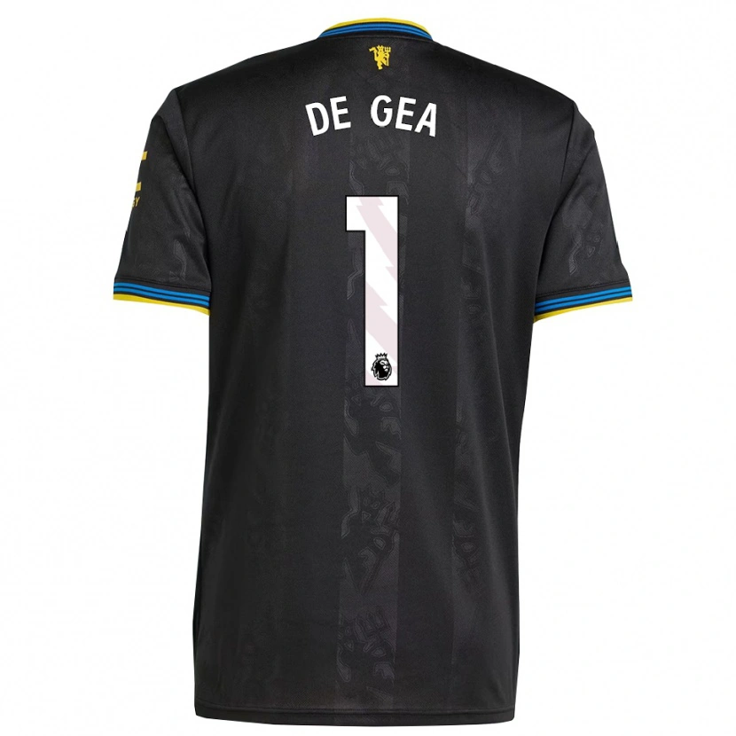 Danxen Criança Camisola David De Gea #1 Preto Amarelo Azul Terceiro 2025/26 Camisa