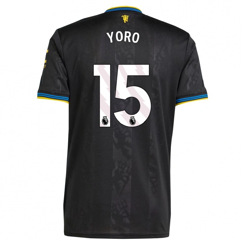 Danxen Criança Camisola Leny Yoro #15 Preto Amarelo Azul Terceiro 2025/26 Camisa