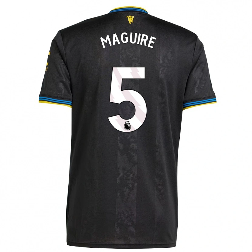 Danxen Criança Camisola Harry Maguire #5 Preto Amarelo Azul Terceiro 2025/26 Camisa