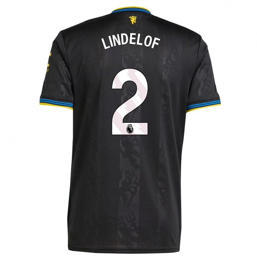 Danxen Criança Camisola Victor Lindelof #2 Preto Amarelo Azul Terceiro 2025/26 Camisa
