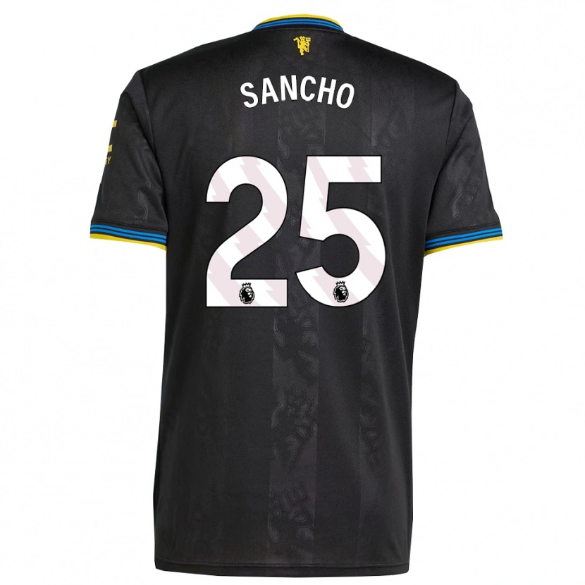 Danxen Criança Camisola Jadon Sancho #25 Preto Amarelo Azul Terceiro 2025/26 Camisa
