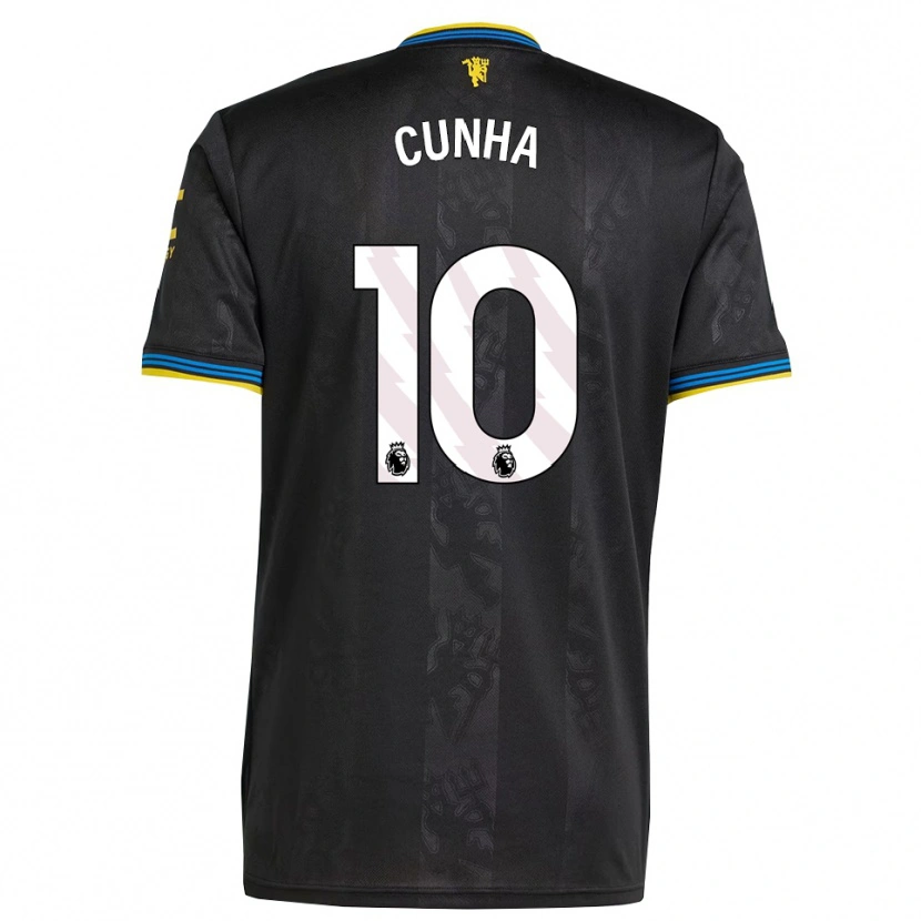 Danxen Criança Camisola Matheus Cunha #10 Preto Amarelo Azul Terceiro 2025/26 Camisa
