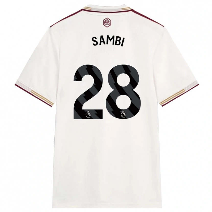 Danxen Criança Camisola Albert Sambi Lokonga #28 Branco Sujo Borgonha Terceiro 2025/26 Camisa