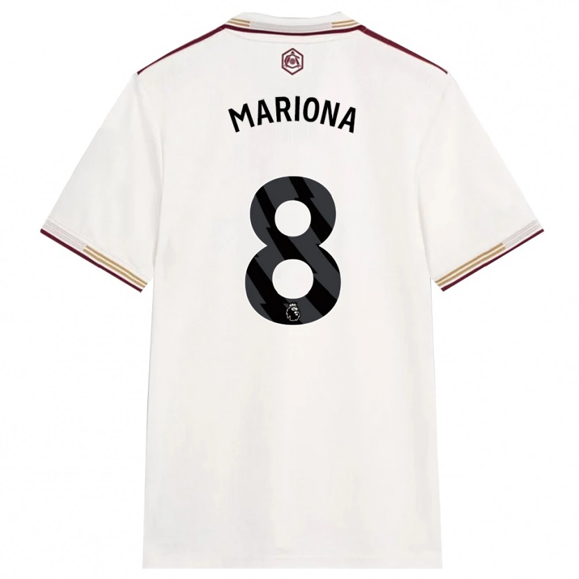 Danxen Criança Camisola Mariona Caldentey #8 Branco Sujo Borgonha Terceiro 2025/26 Camisa
