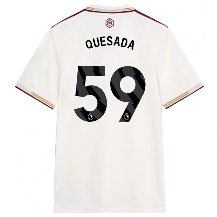 Danxen Criança Camisola Elián Quesada #59 Branco Sujo Borgonha Terceiro 2025/26 Camisa