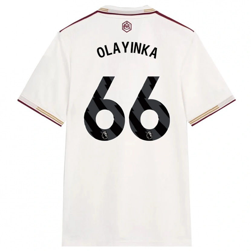 Danxen Criança Camisola James Olayinka #66 Branco Sujo Borgonha Terceiro 2025/26 Camisa